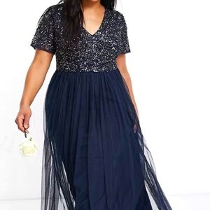 ASOS Bridesmaid Sequin Tulle Maxi Dress